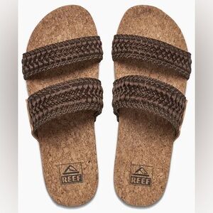 Reef Cushion Vista Braid Thread Open Toe Slide Sandals Size 5 Brown